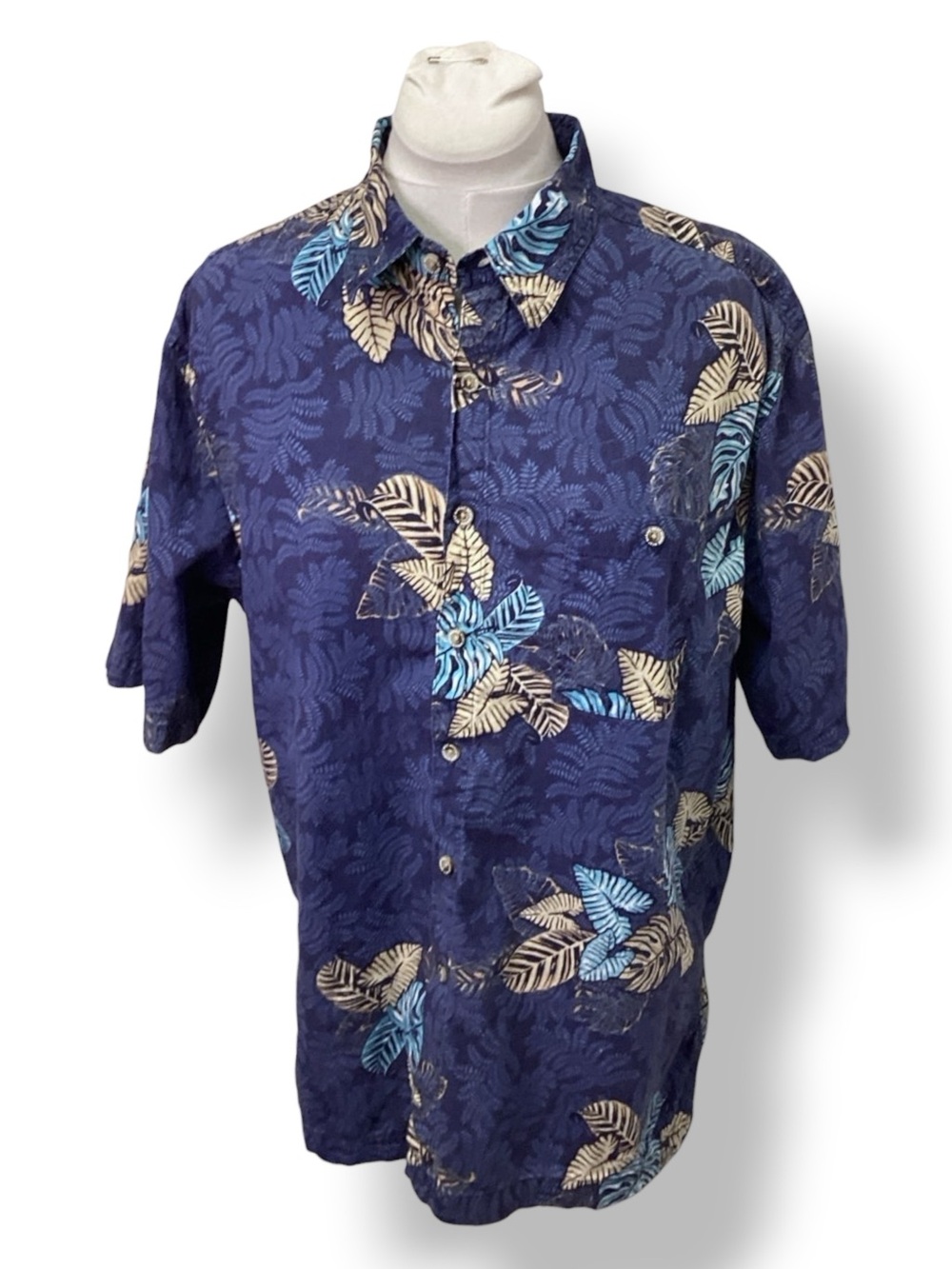 West Marine Mens Limited Edition Cotton Hawaiian Shirt VTG 90s Tropical Blue XL